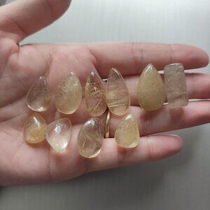 Natural Golden Rutilated Quartz 10 pieces Pendant Shape Crystal With no HOLE